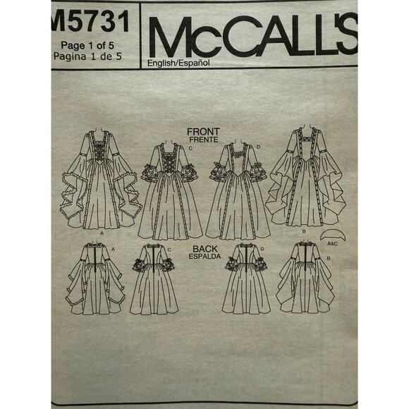 2-Piece Vintage Costume Sew Pattern McCalls Witch Glinda Wicked Queen Princess - Picture 5 of 8